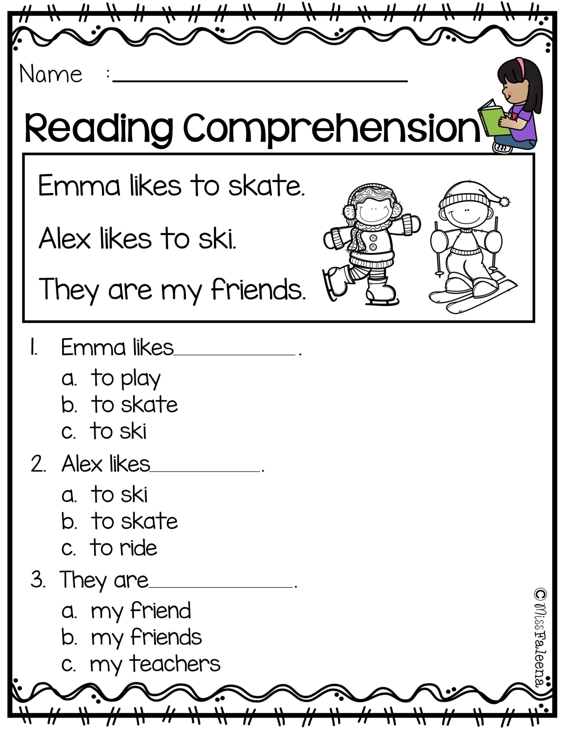 Free Printable Reading Comprehension Worksheets Kindergarten