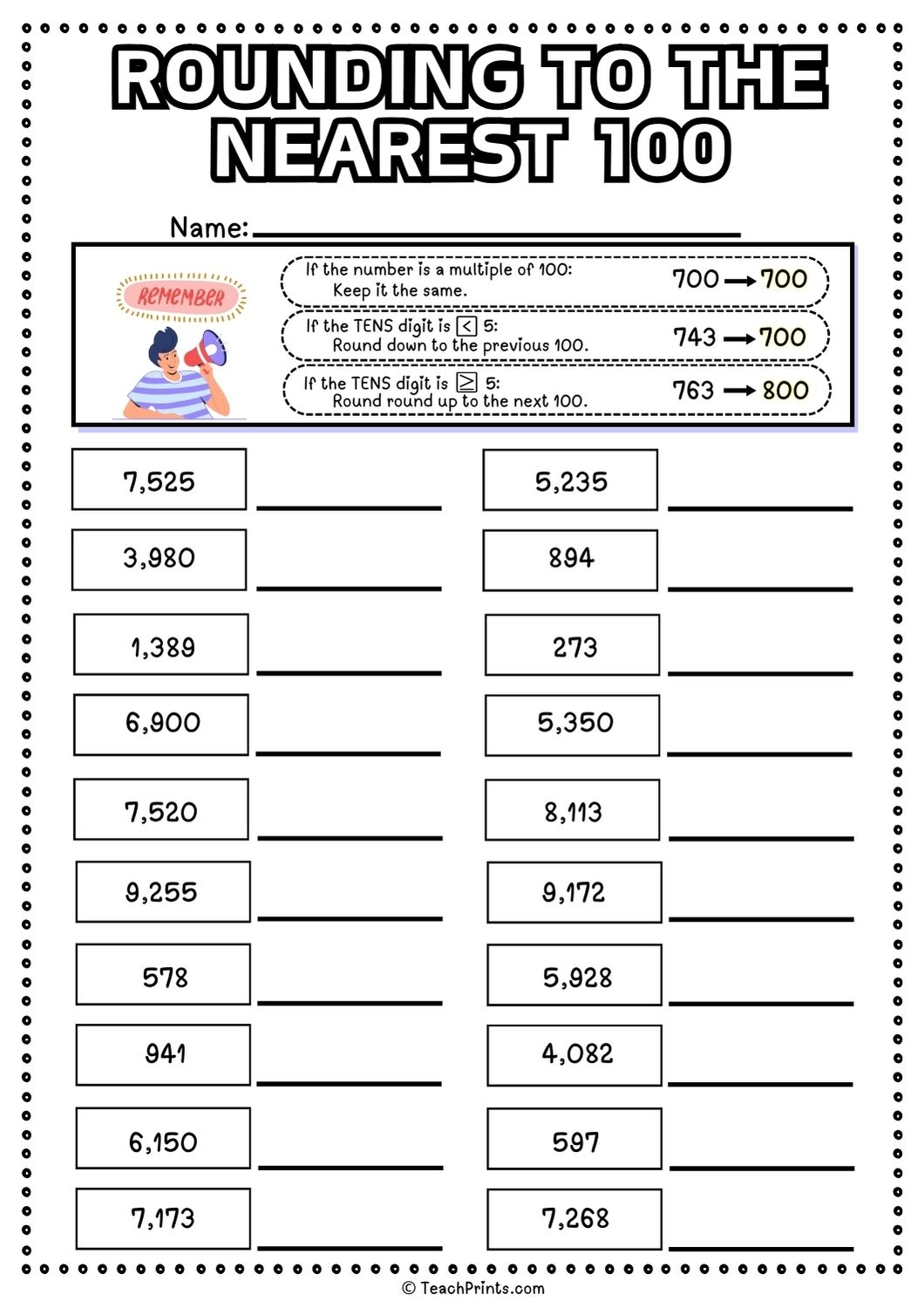 Free Rounding To The Nearest 100 Worksheets Teach Prints Free Rounding To The Nearest 100 Worksheets Teach Prints