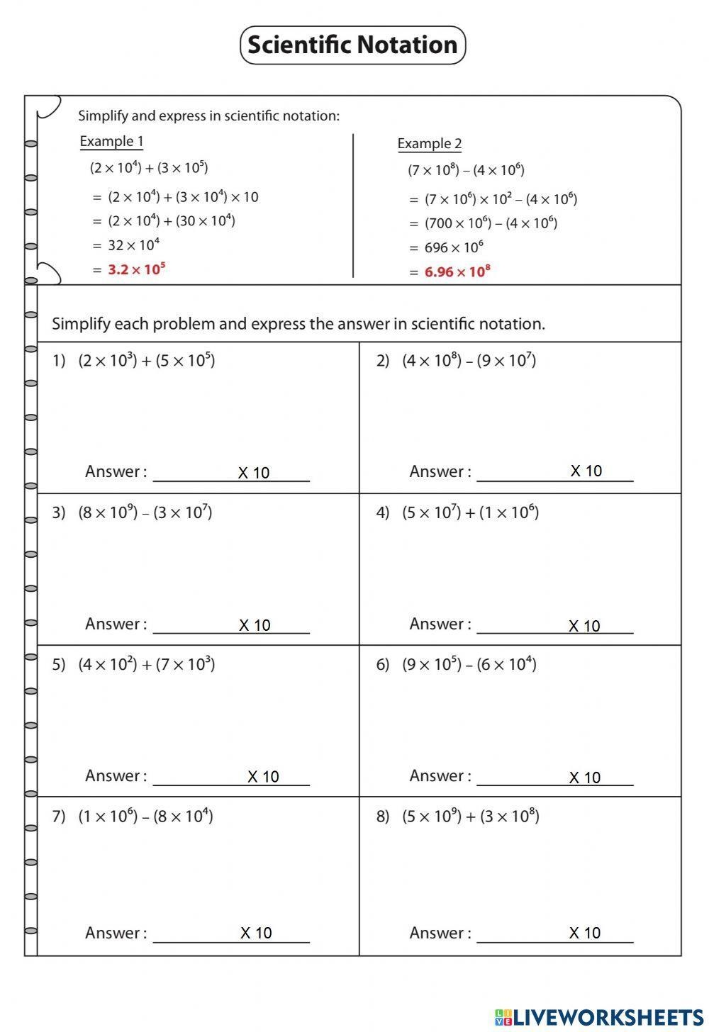 Free Scientific Notation Worksheet Adding And Subtraction Download Free Scientific Notation Worksheet Adding And Subtraction Png Images Free Worksheets On Clipart Library
