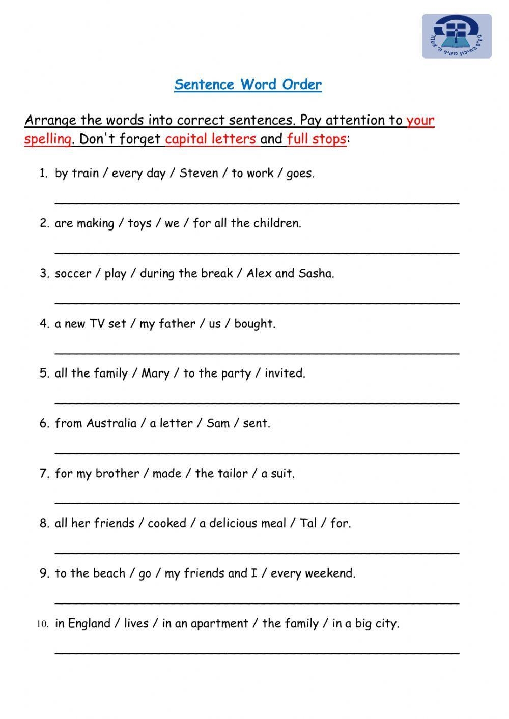 Free Sentence Word Order Worksheet Download Free Sentence Word Order Worksheet Png Images Free Worksheets On Clipart Library