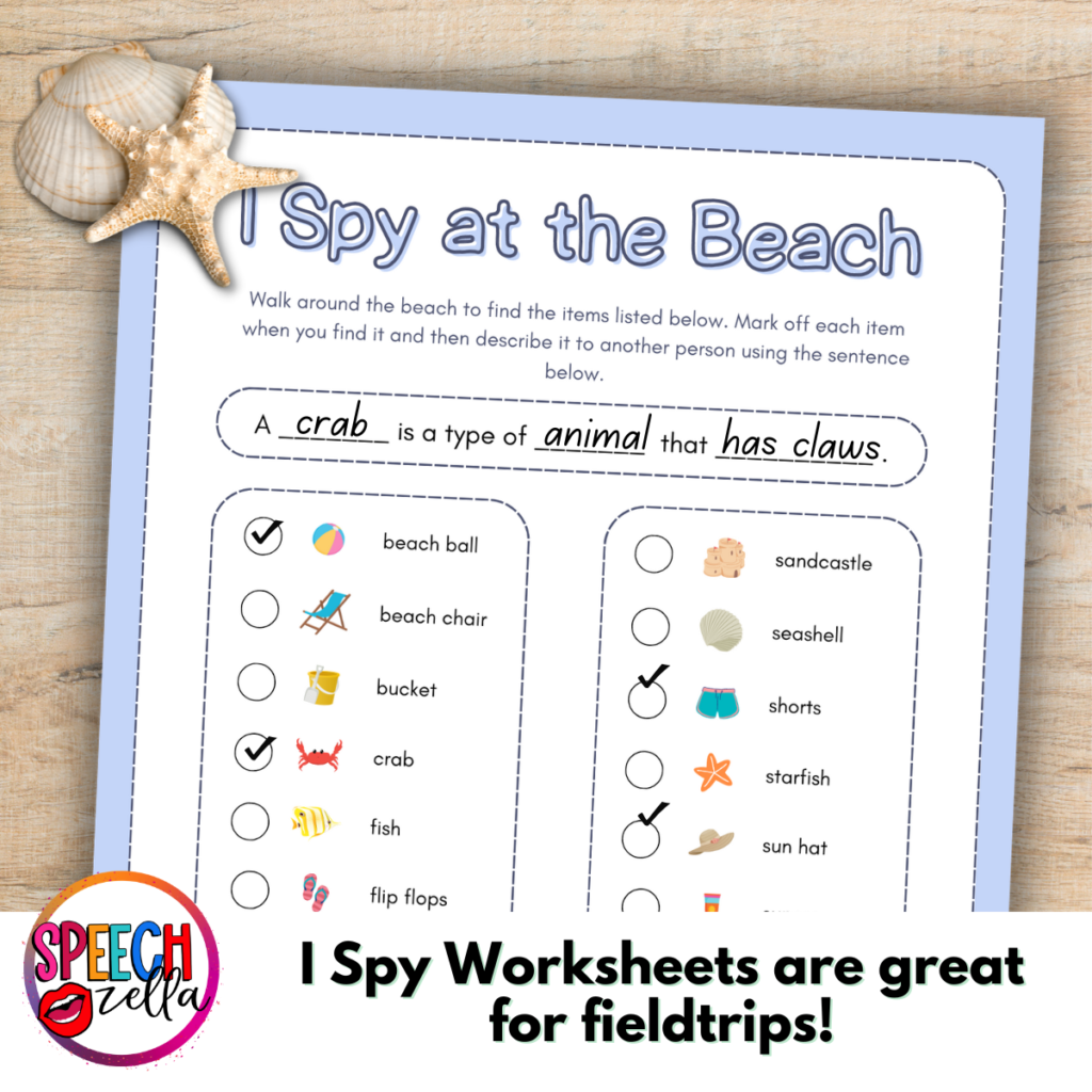 Free Summer I Spy Speech Therapy Worksheets Speechzella