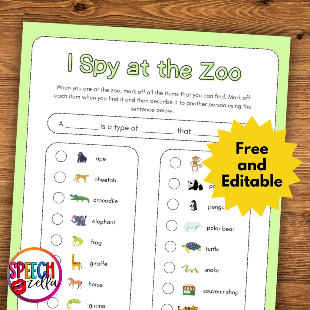 Free Summer I Spy Speech Therapy Worksheets Speechzella
