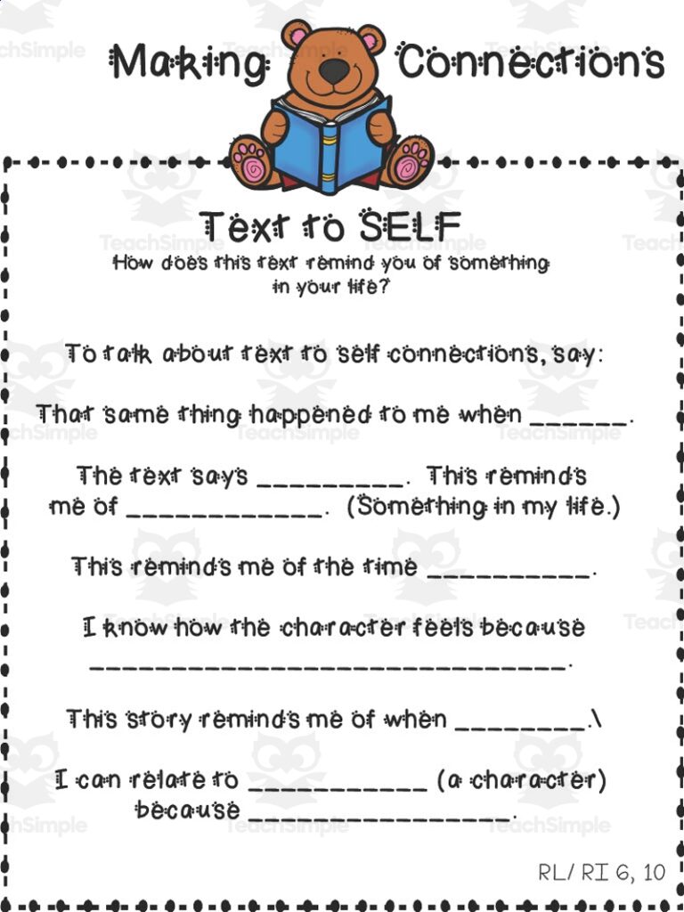 Free Text To Self Connections Worksheet Download Free Text To Self Connections Worksheet Png Images Free Worksheets On Clipart Library
