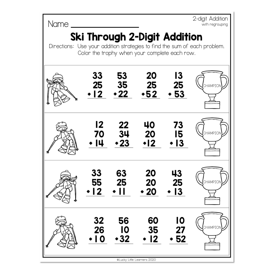 Free Printable Two Digit Addition Worksheets