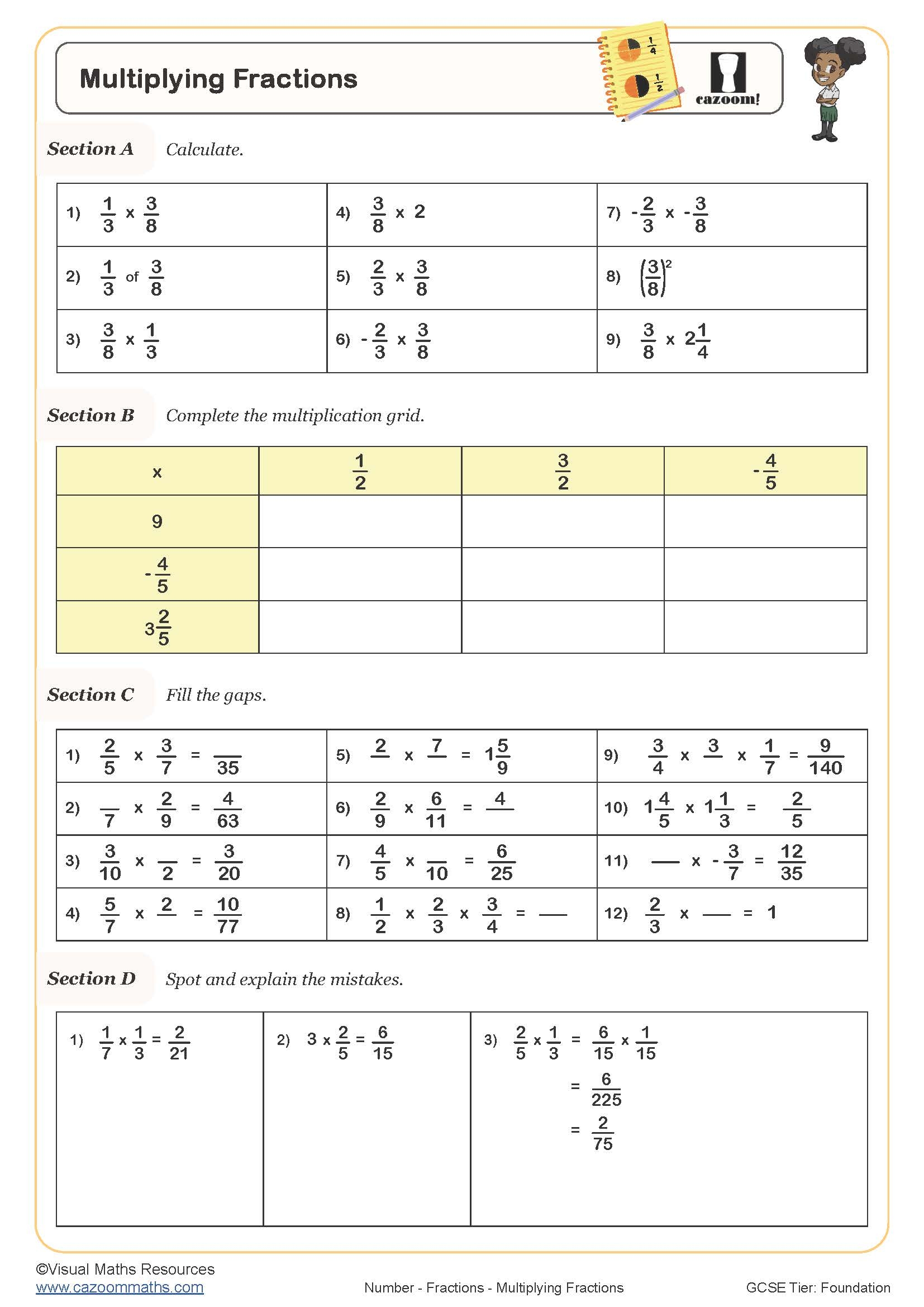 Multiplying Fractions Worksheet Free Printable Multiplying Fractions Worksheet Free Printable