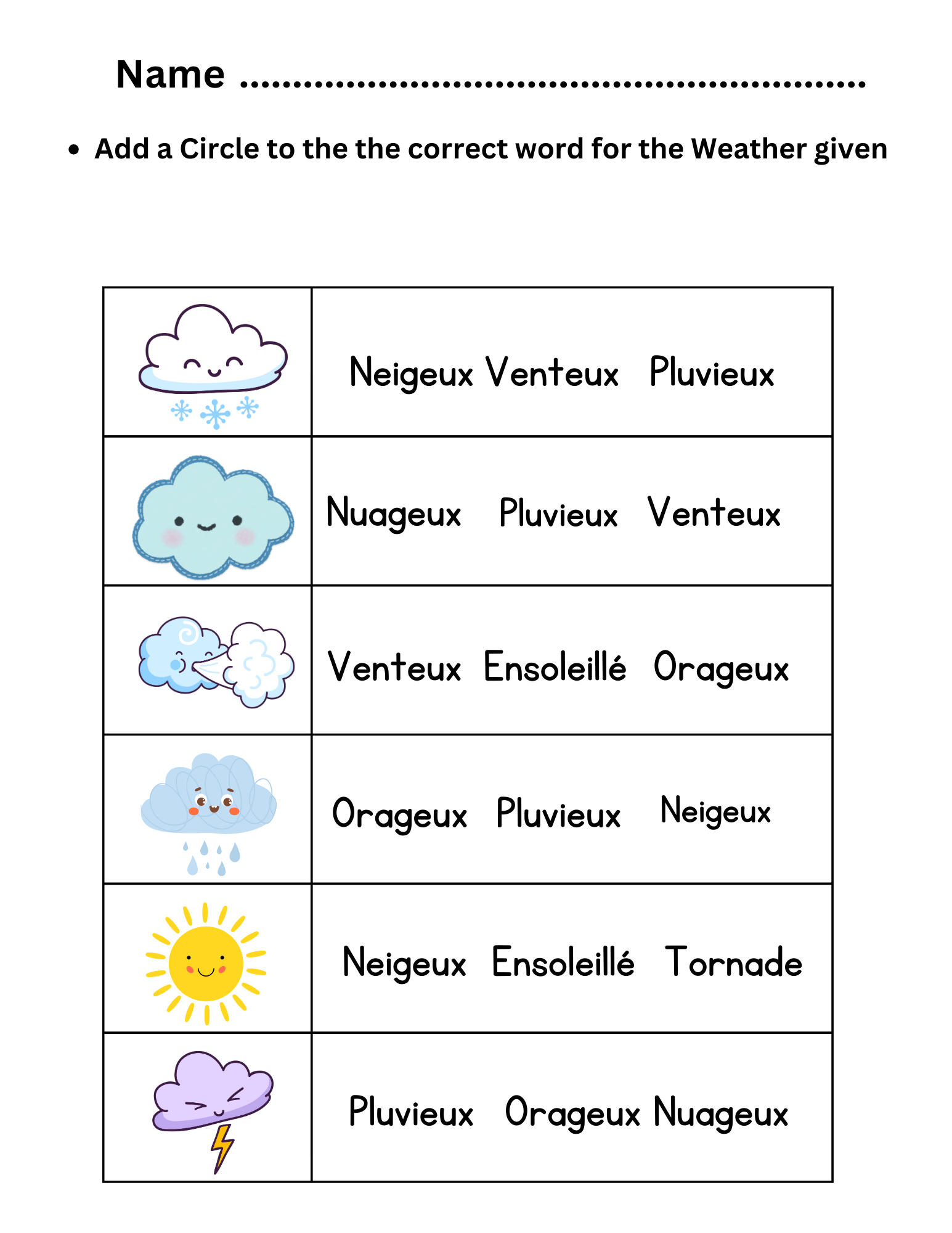 French Weather Flashcards Vocab Activity Games For