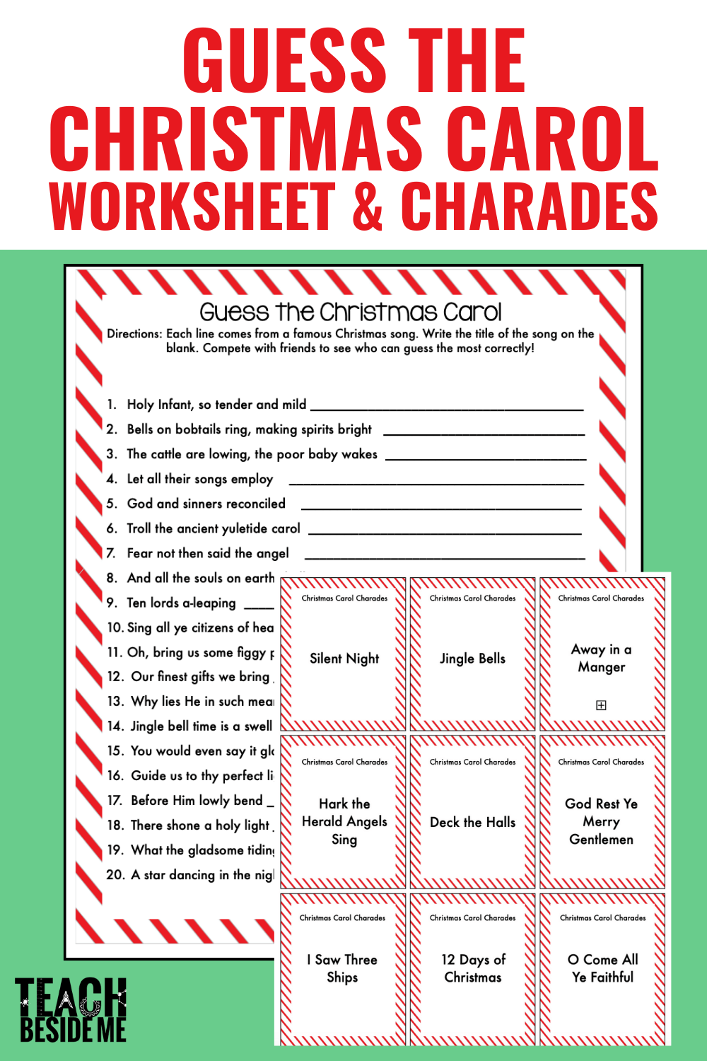 Guess The Christmas Carol Worksheet U0026 Charades Teach Beside Me