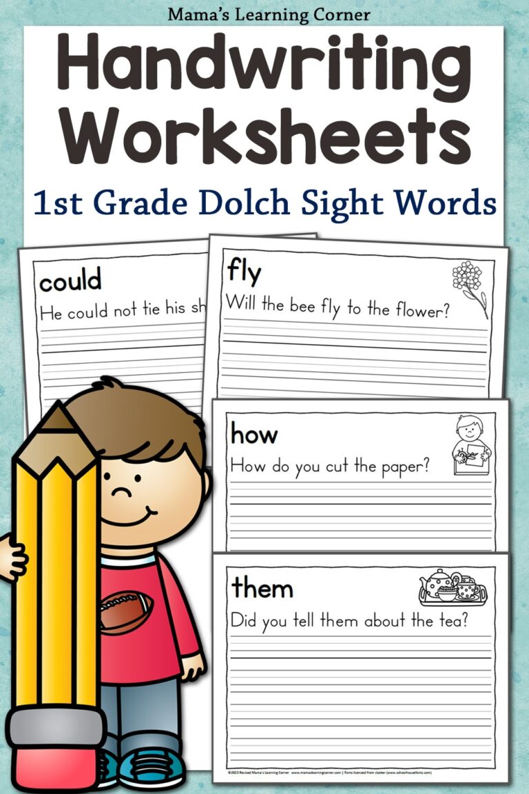 Handwriting Worksheets For Kids Dolch First Grade Words Mamas 