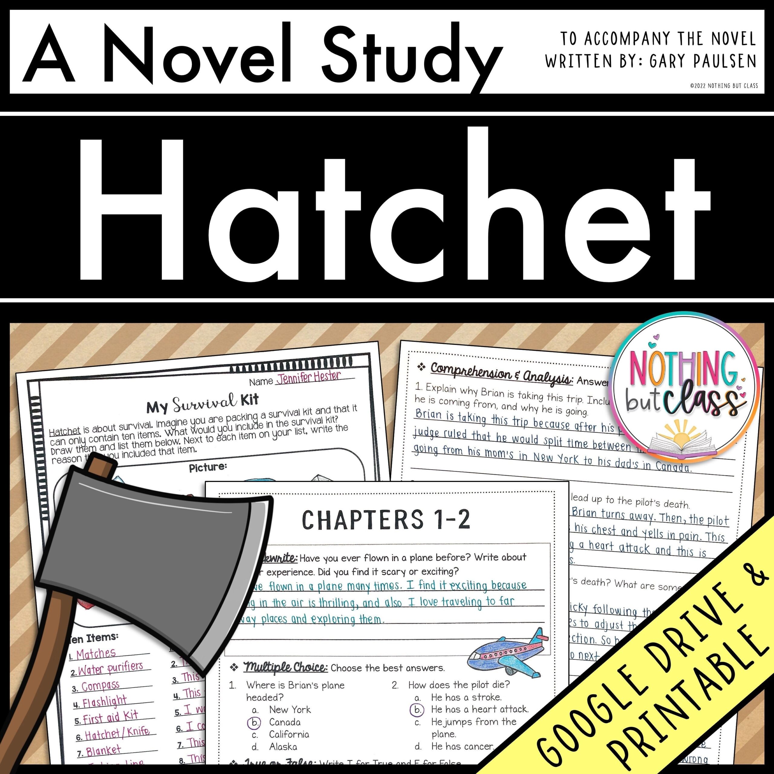 Hatchet Novel Study Unit Literature Guide Comprehension Hatchet Novel Study Unit Literature Guide Comprehension