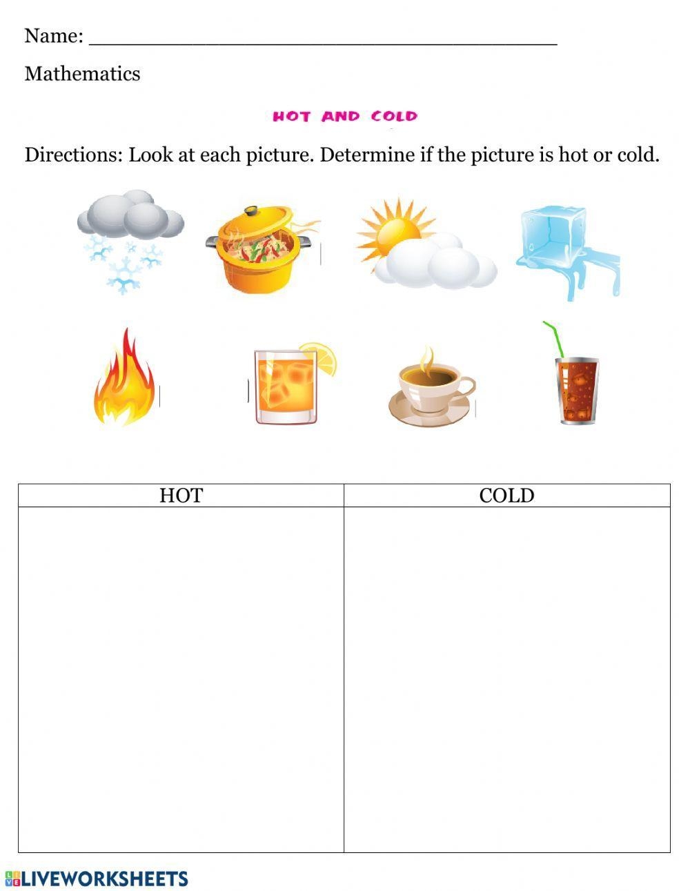 Free Printable Hot And Cold Worksheets Free Printable Hot And Cold Worksheets