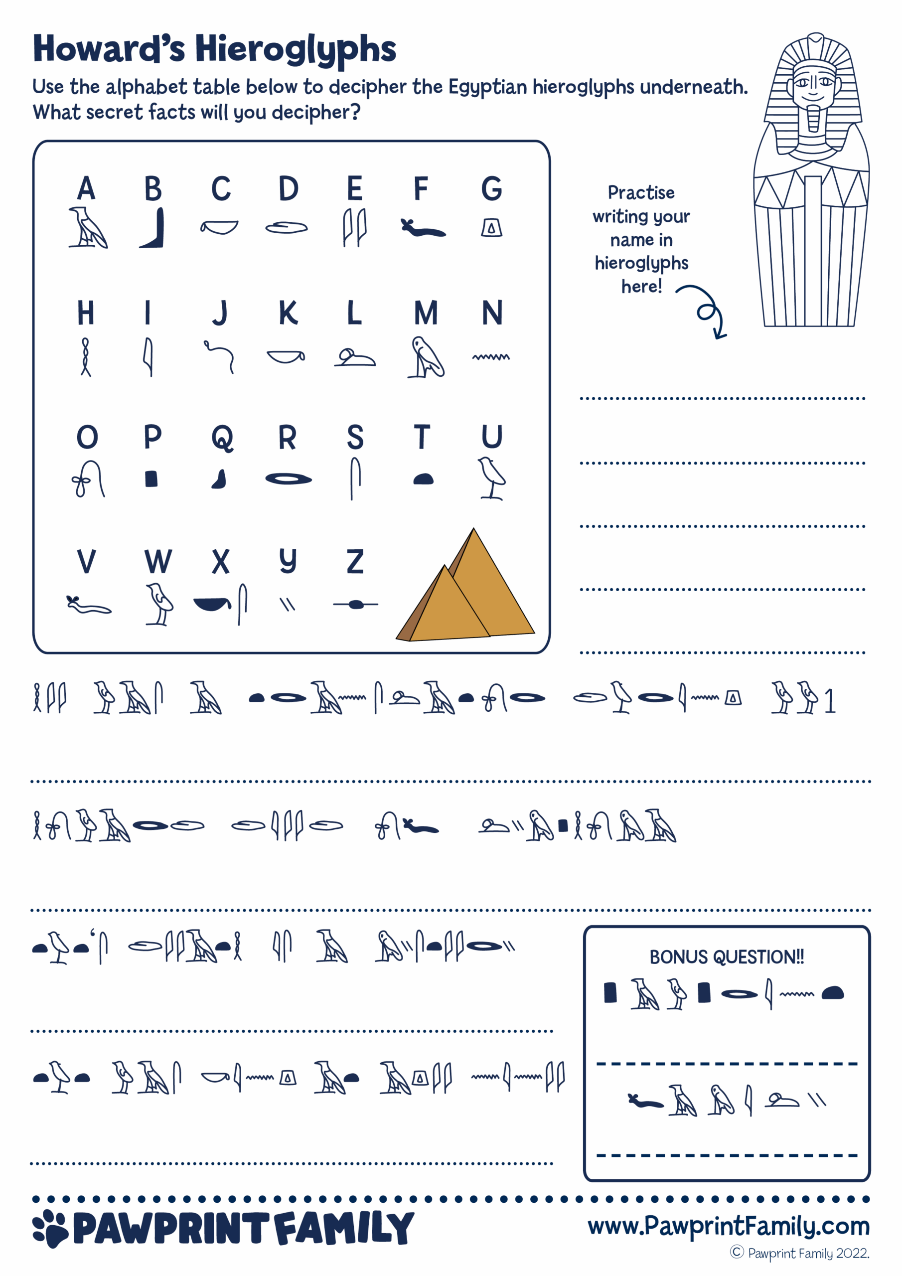 Howards Hieroglyphs Pawprint Family Worksheets Library Howards Hieroglyphs Pawprint Family Worksheets Library