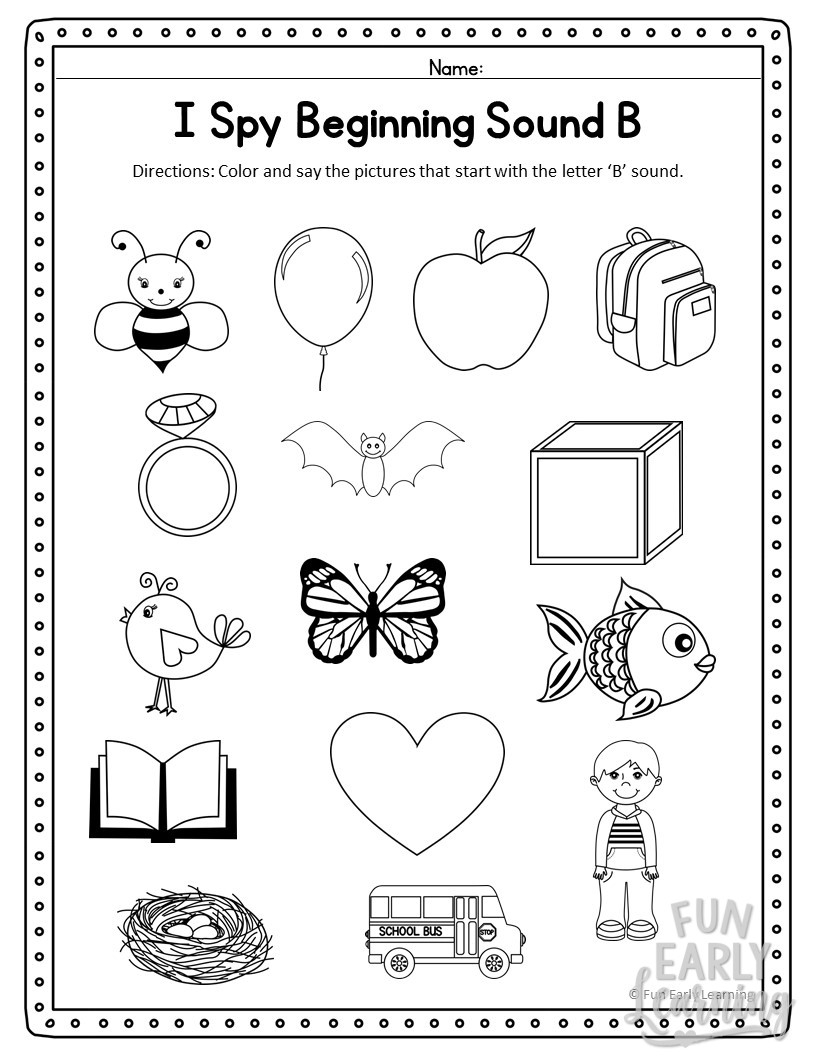 I Spy Speech Free Printable Worksheet