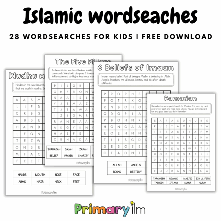 Islamic Wordsearch For Kids Free Printables Primary Ilm