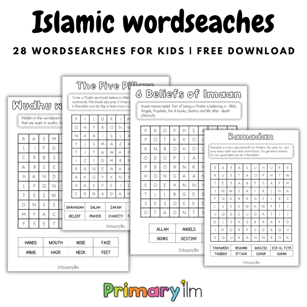 Islamic Wordsearch For Kids Free Printables Primary Ilm