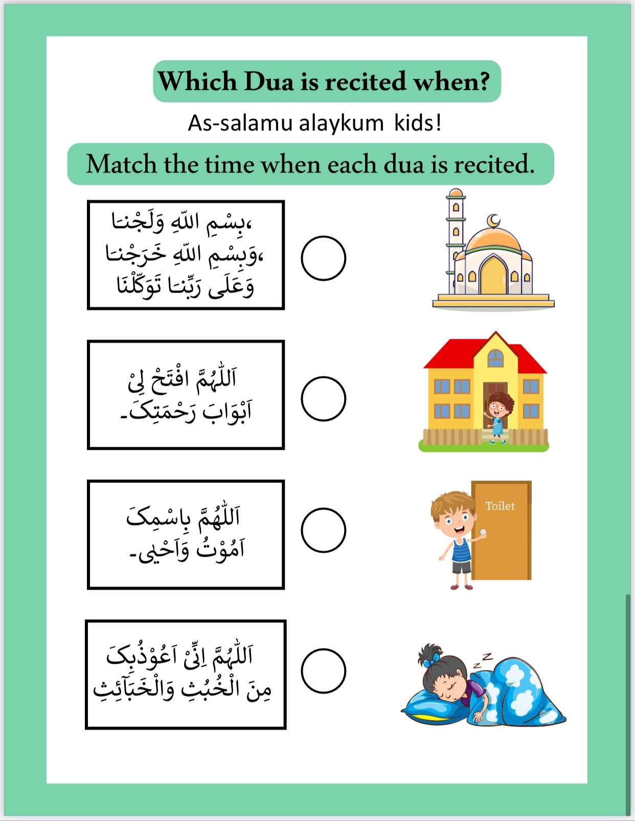 Islamic Worksheets For Children Free Printables For Muslim Kids Worksheets Library