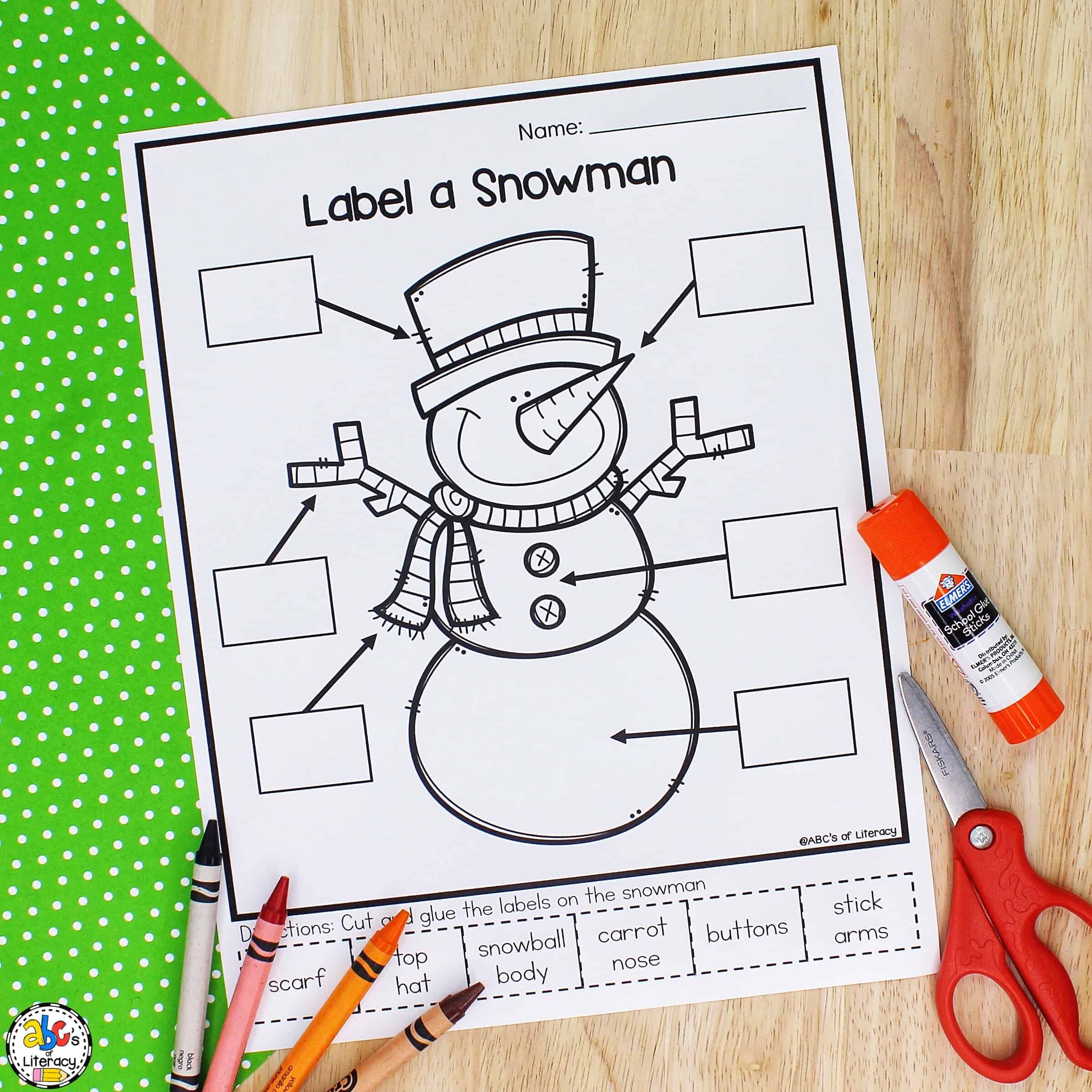 Label A Snowman Cut And Paste Preschool Worksheet Label A Snowman Cut And Paste Preschool Worksheet
