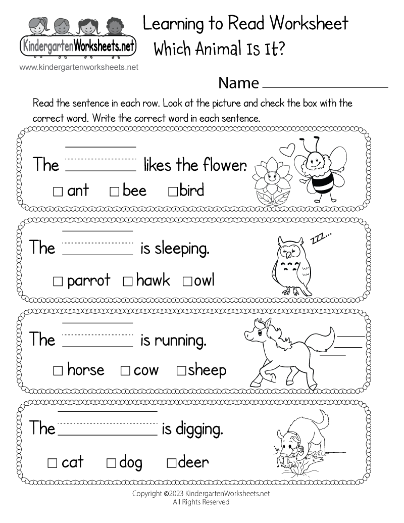 Kindergarten Worksheet Printable Free