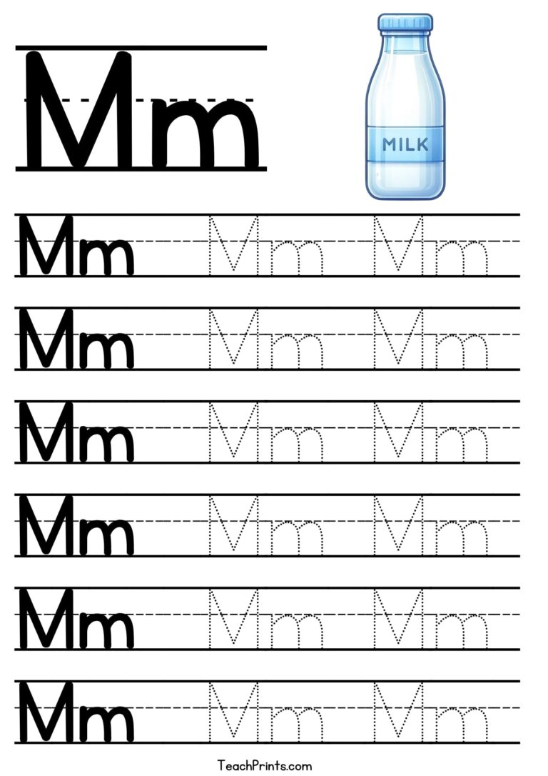 Letter M Tracing Worksheet Free Printables Teach Prints