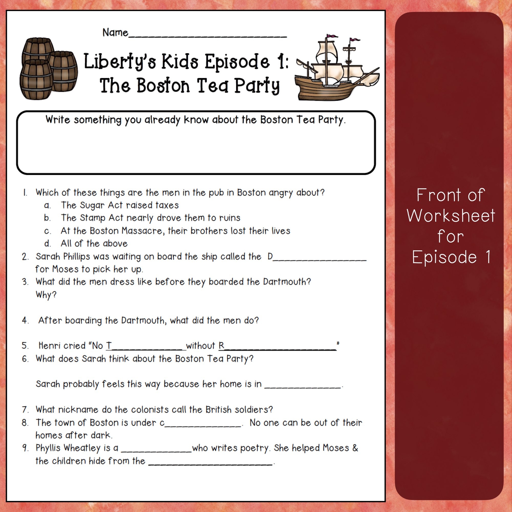 Liberty s Kids Worksheets For ALL Episodes Print And Digital Format Classful