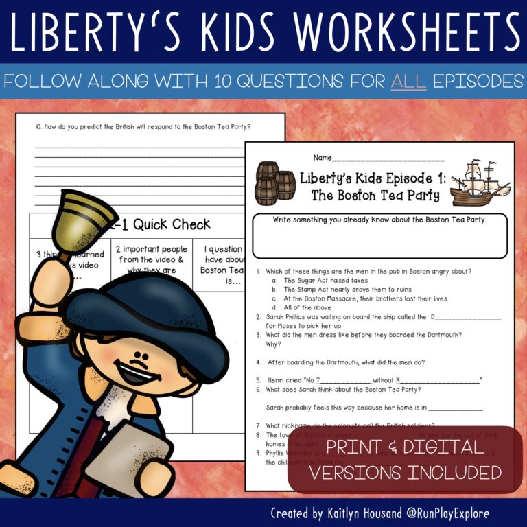 Liberty s Kids Worksheets For ALL Episodes Print And Digital Format Classful