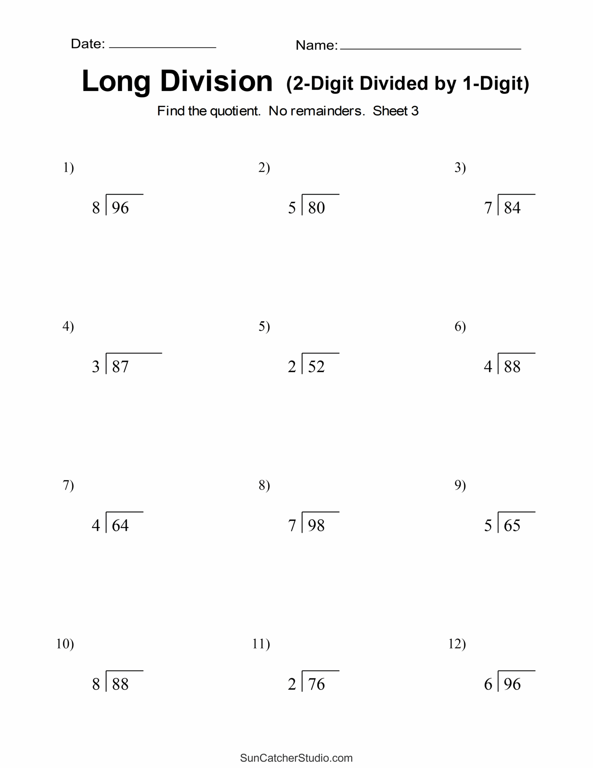 Long Division Worksheets U0026 Problems Free Printable Math Drills 