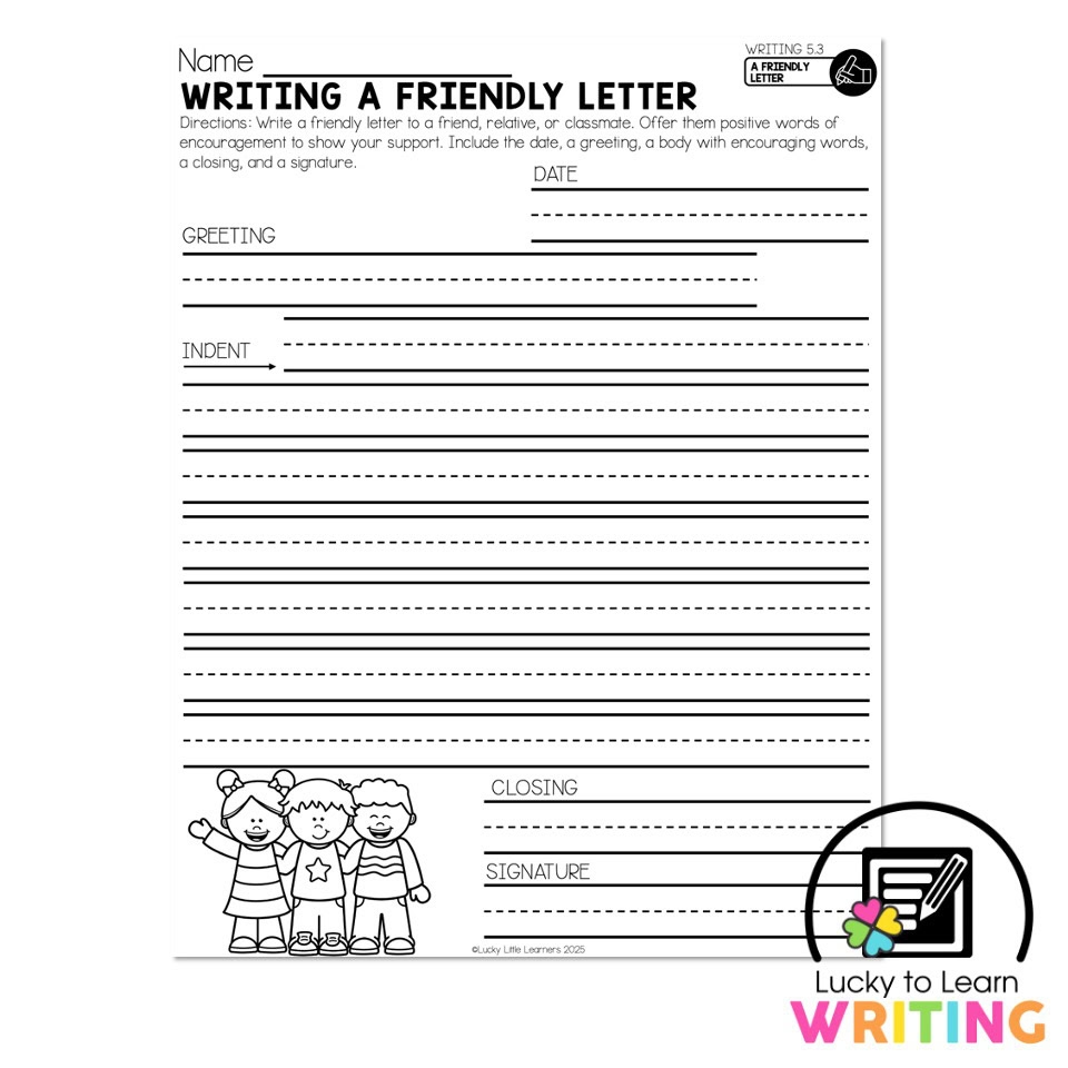 Free Printable Friendly Letter Writing Worksheets