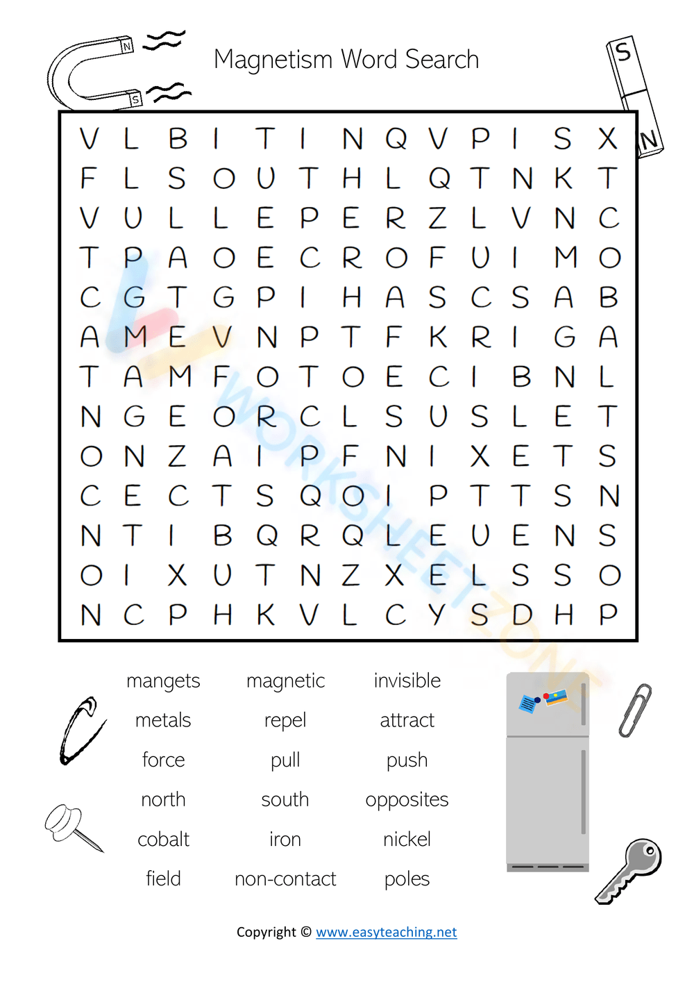 Free Printable Magnetism Worksheets