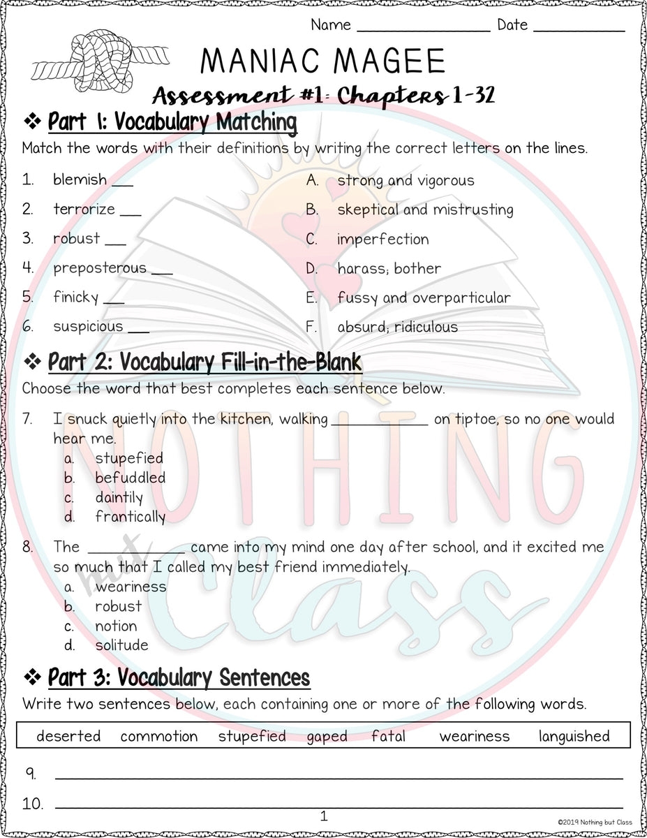 Maniac Magee Tests Quizzes Assessments Worksheets Library