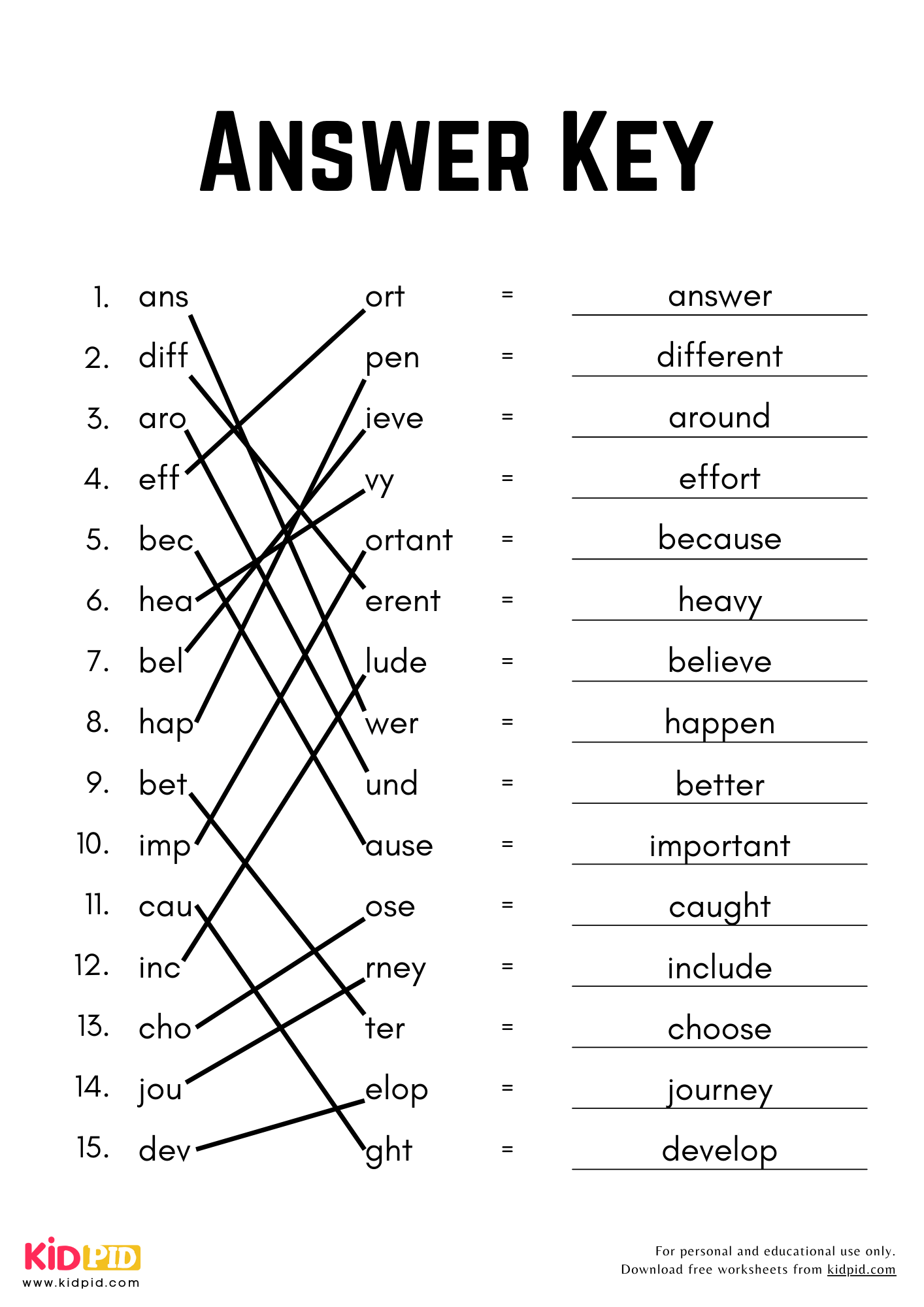Match U0026 Complete The Words Worksheet For Grade 4 Kidpid