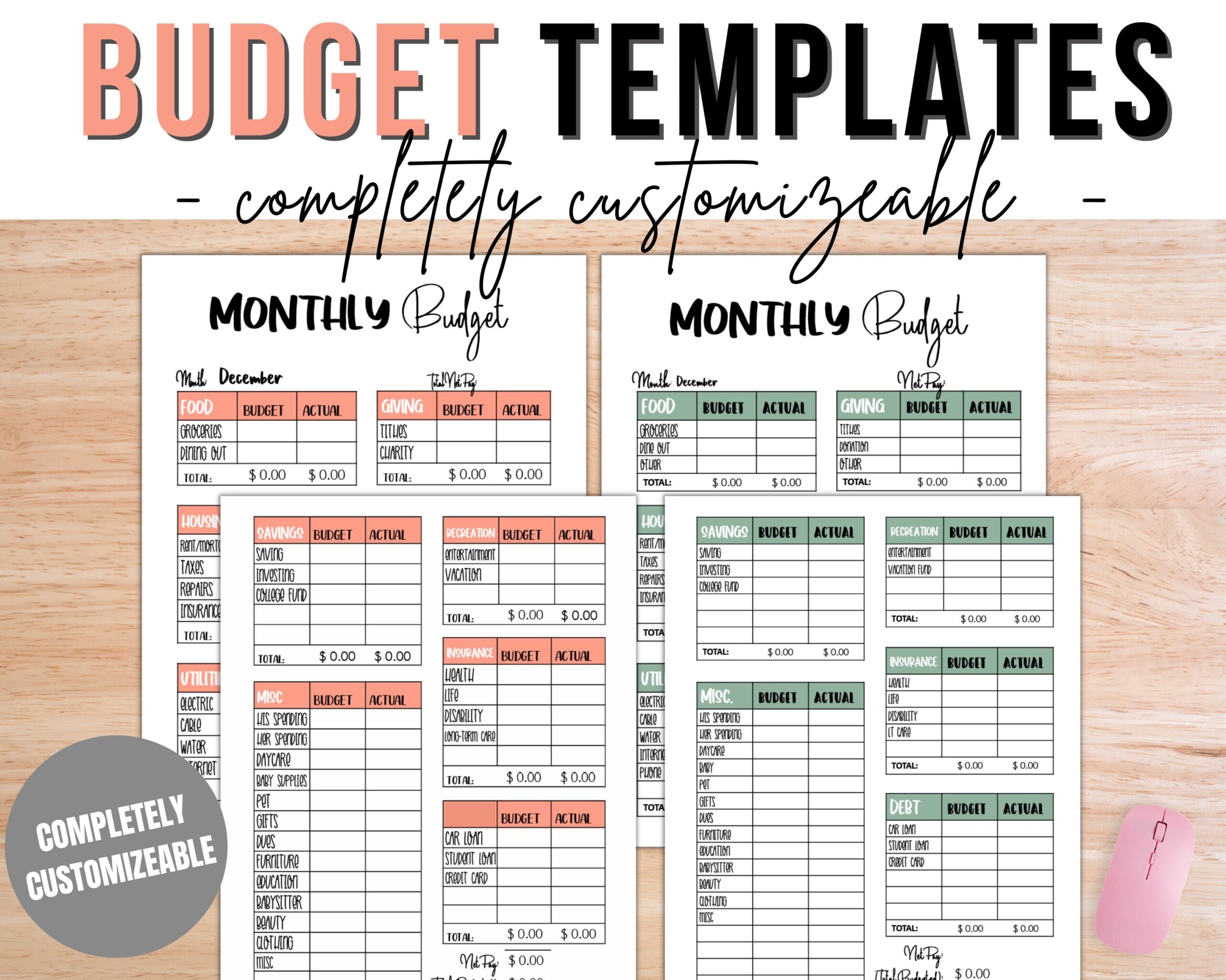 Monthly Budget Templates Budget Printable Budget Planner Monthly Budget Templates Budget Printable Budget Planner