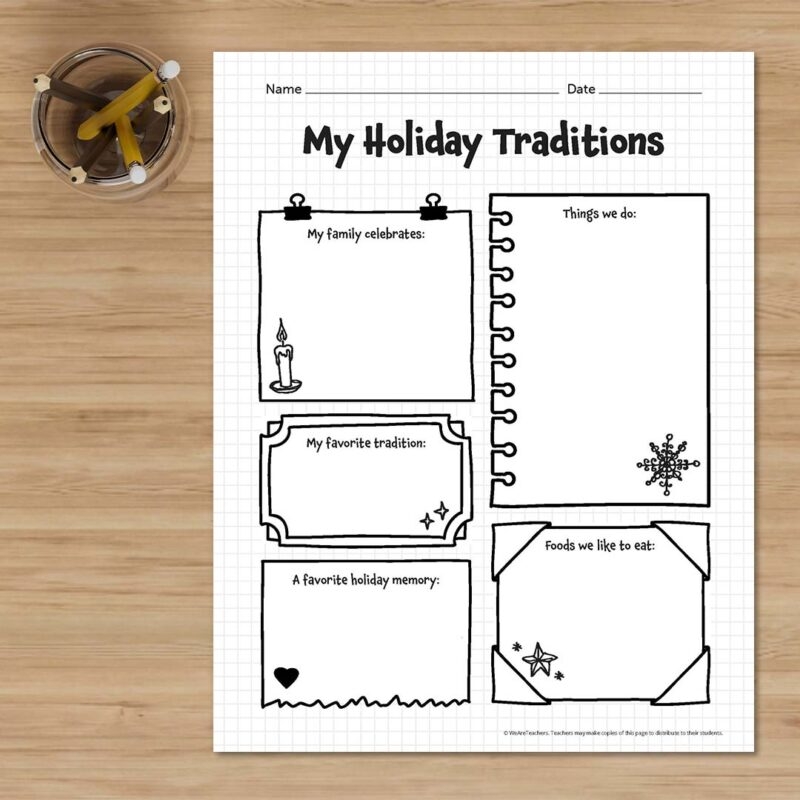 My Holiday Traditions Worksheet Invite Kids To Write And Share 