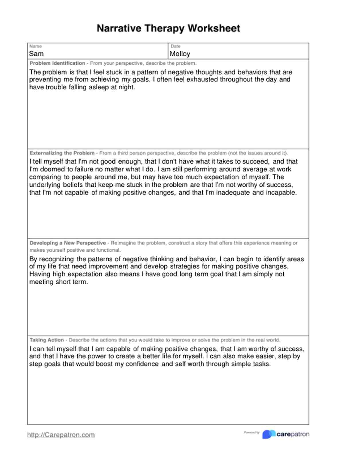 Narrative Therapy Worksheet U0026 Example Free PDF Download