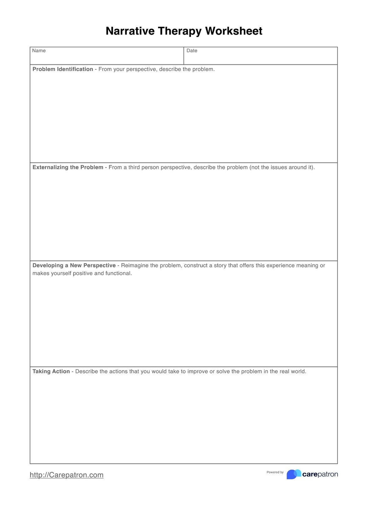 Narrative Therapy Worksheet U0026 Example Free PDF Download