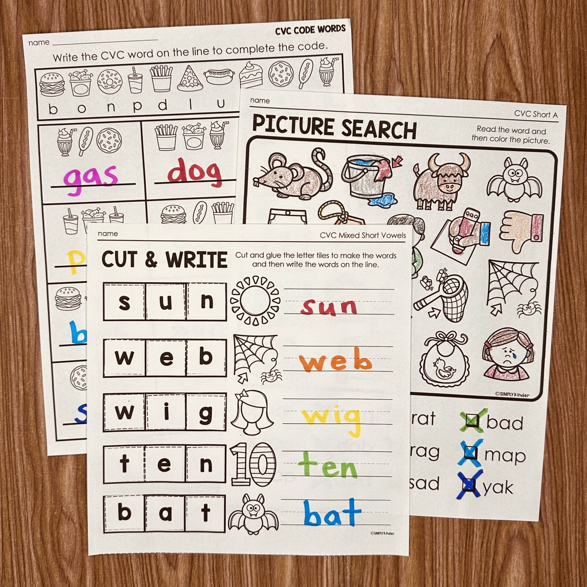 No Prep CVC Worksheets And Activities Simply Kinder