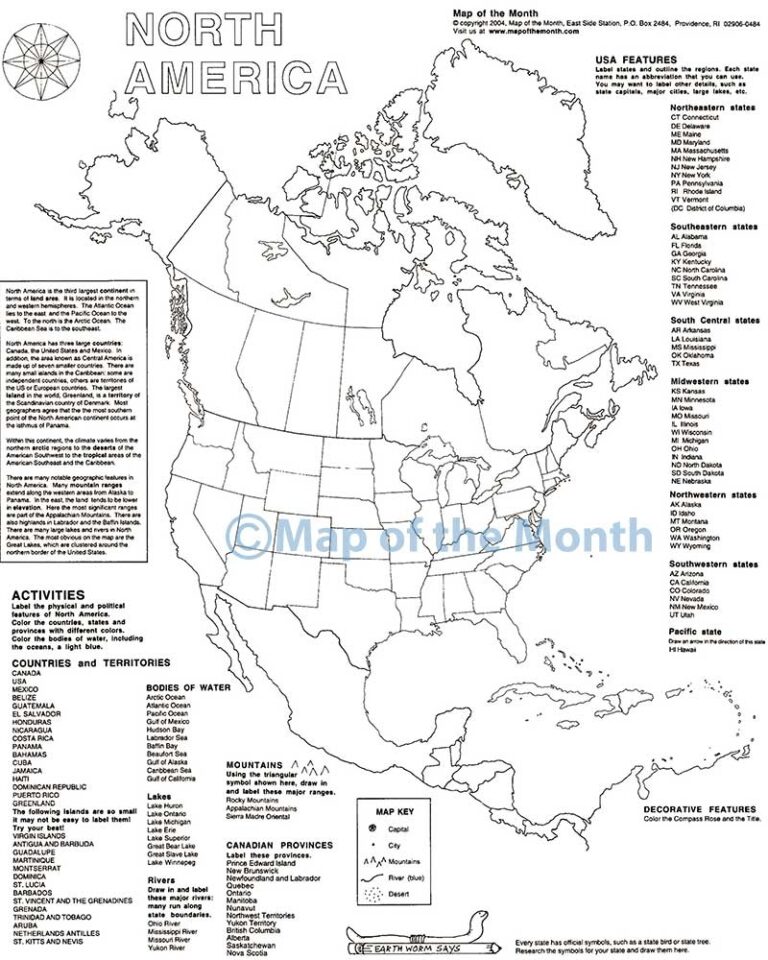 North America Map Worksheets Library
