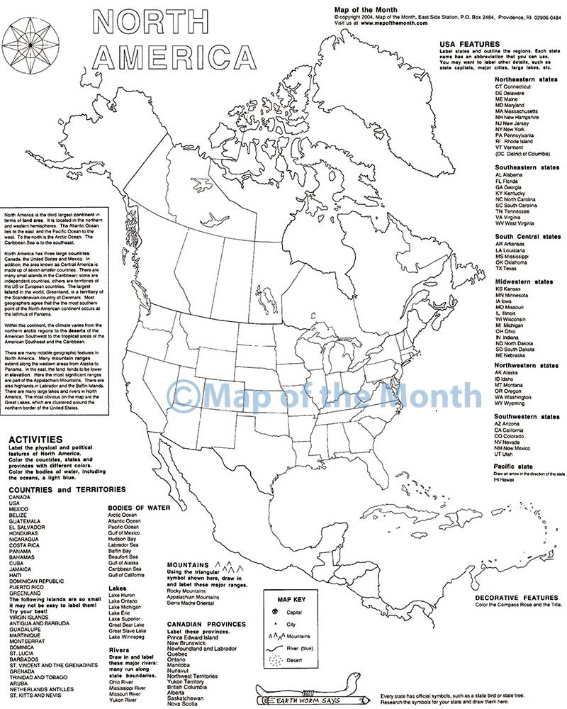 North America Map Worksheets Library