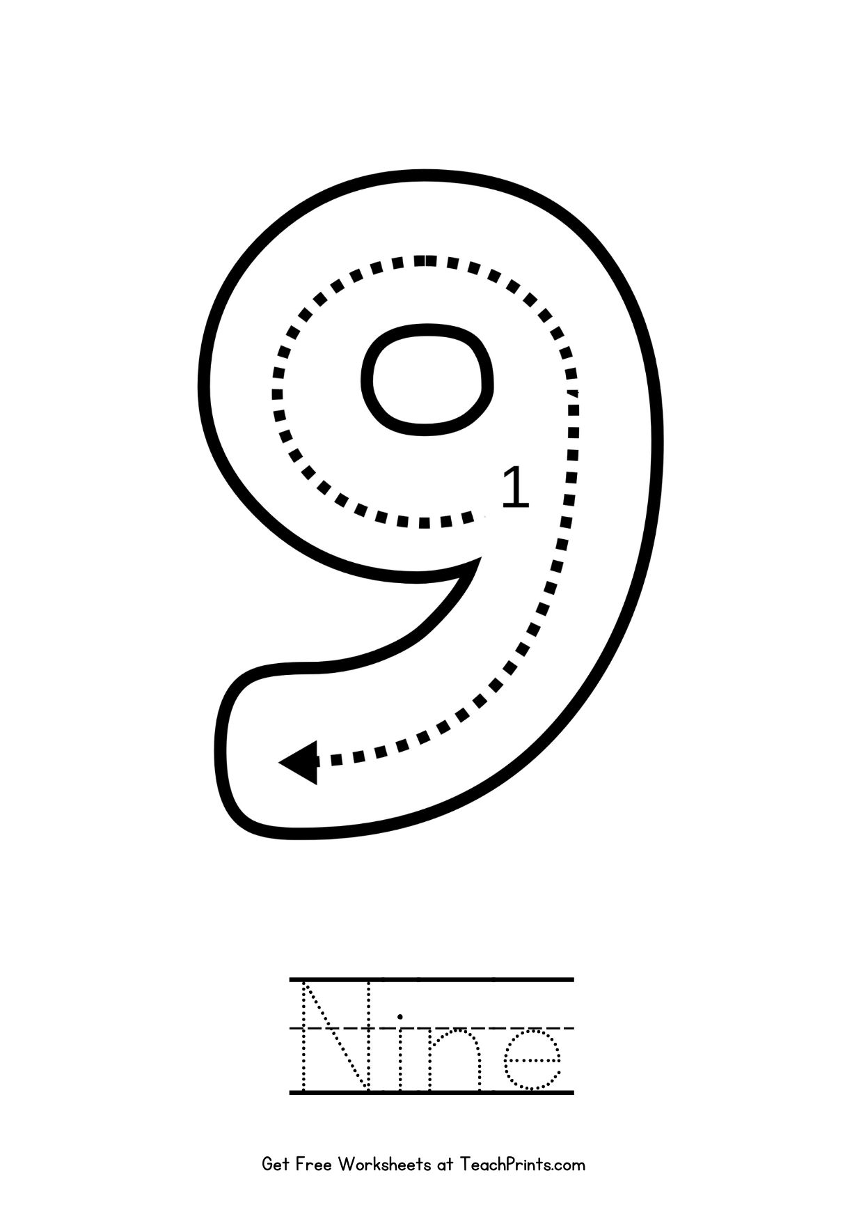 Number 9 Tracing Worksheets Free Printables Teach Prints