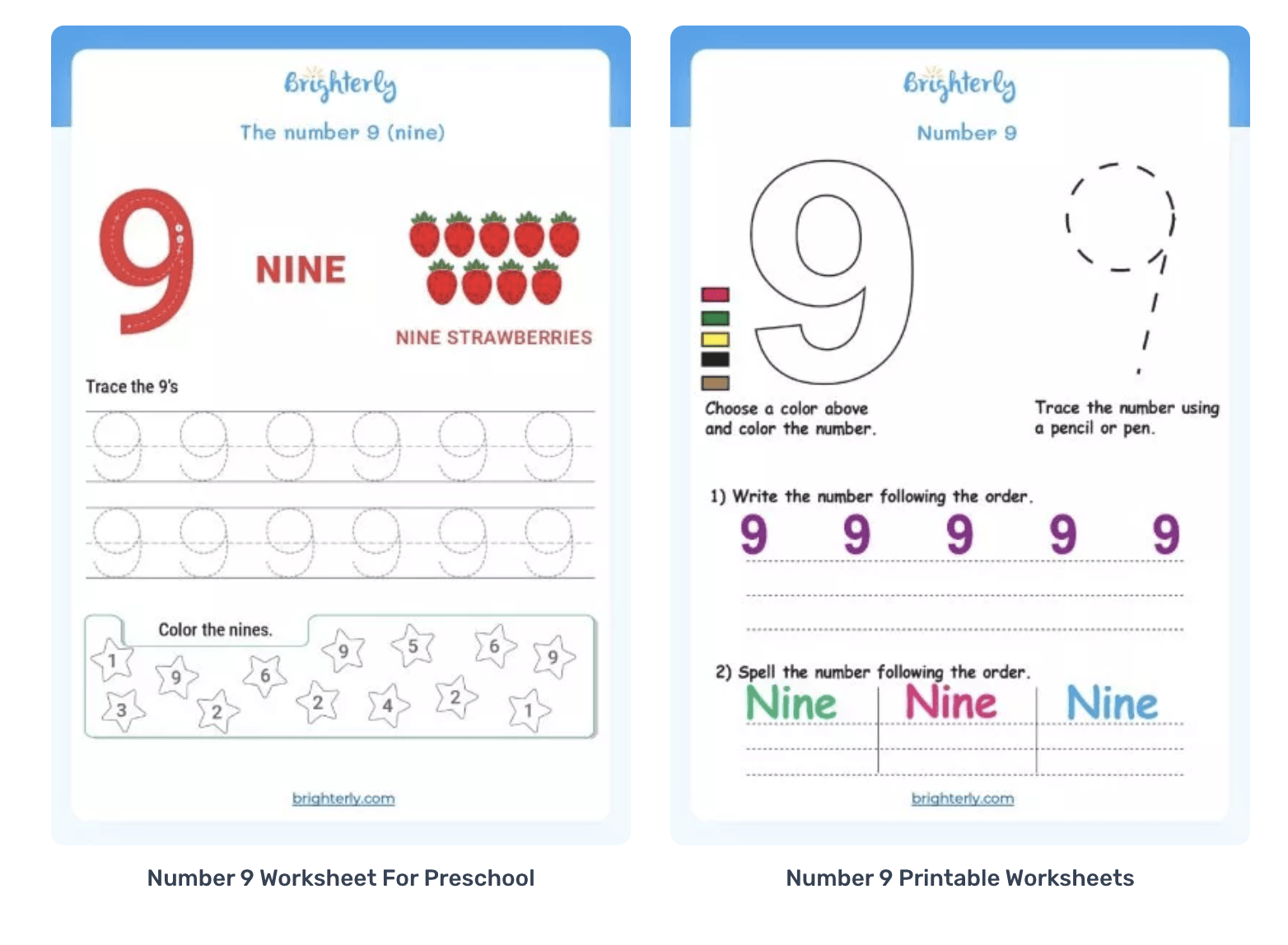 Number 9 Worksheets