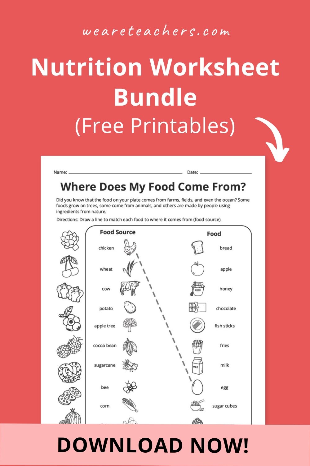 Free Printable Nutrition Worksheets For Kids