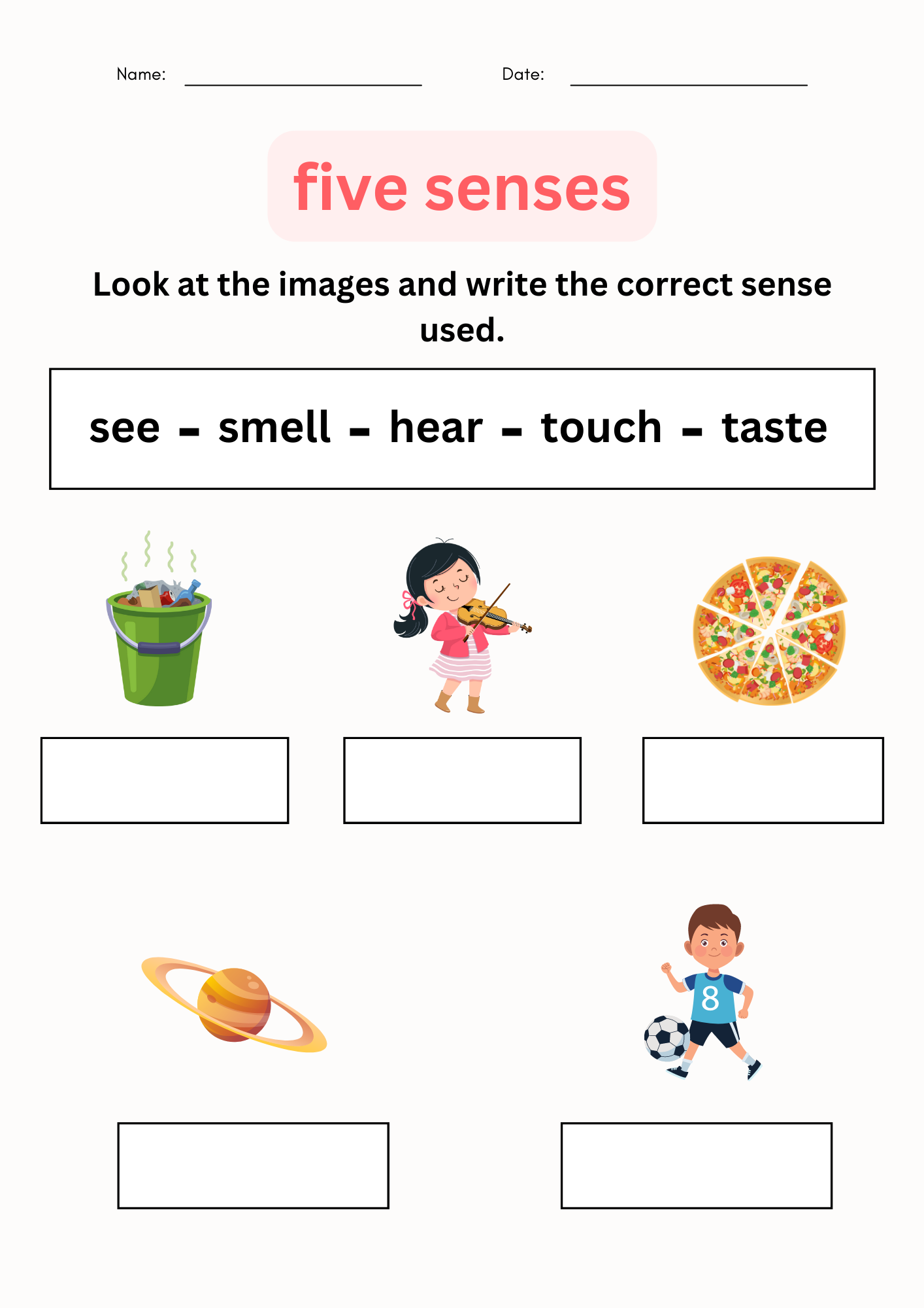 Free Printable Five Senses Worksheets