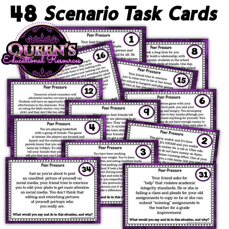 Peer Pressure Scenarios Peer Pressure Situation Cards Peer 