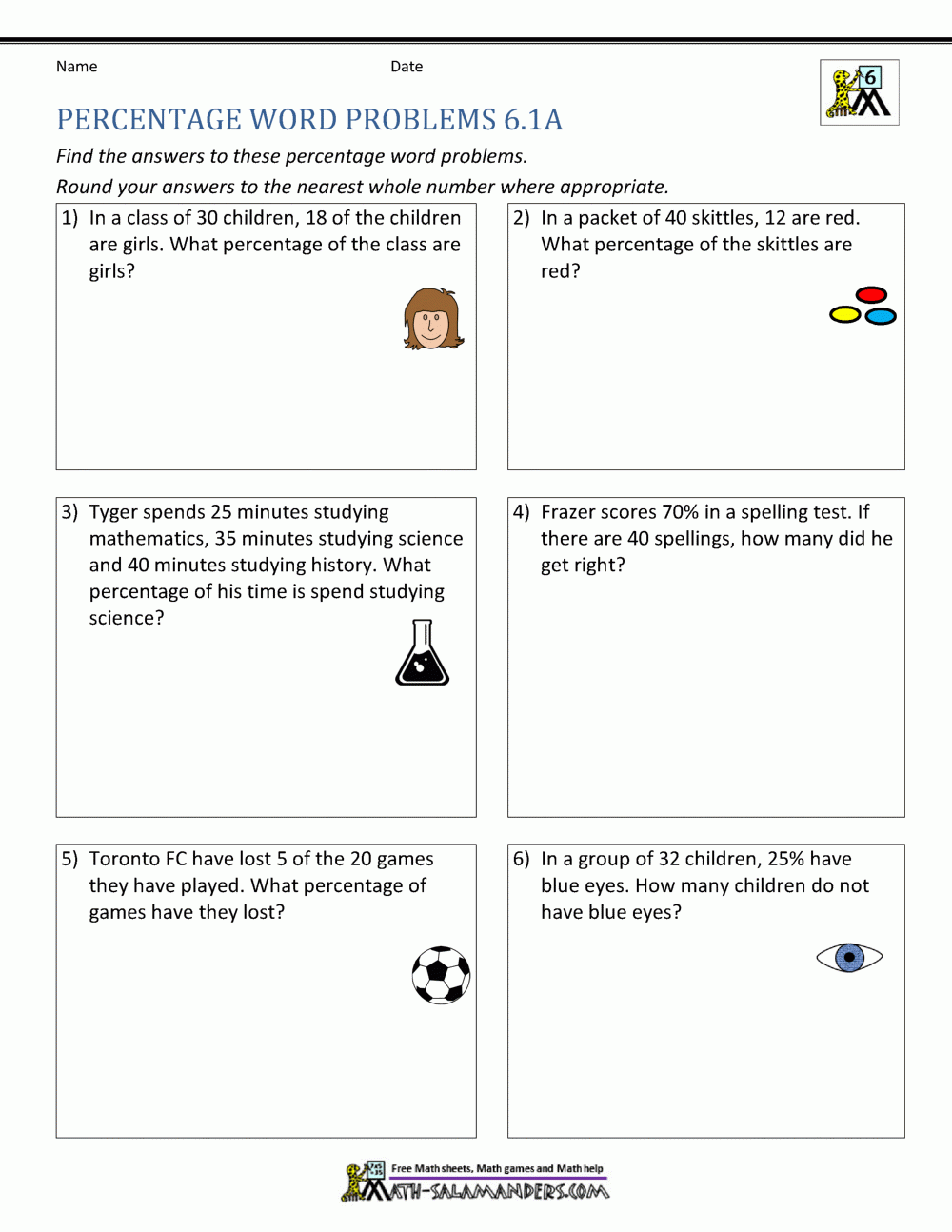 Printable Percent Word Problems Worksheets Free