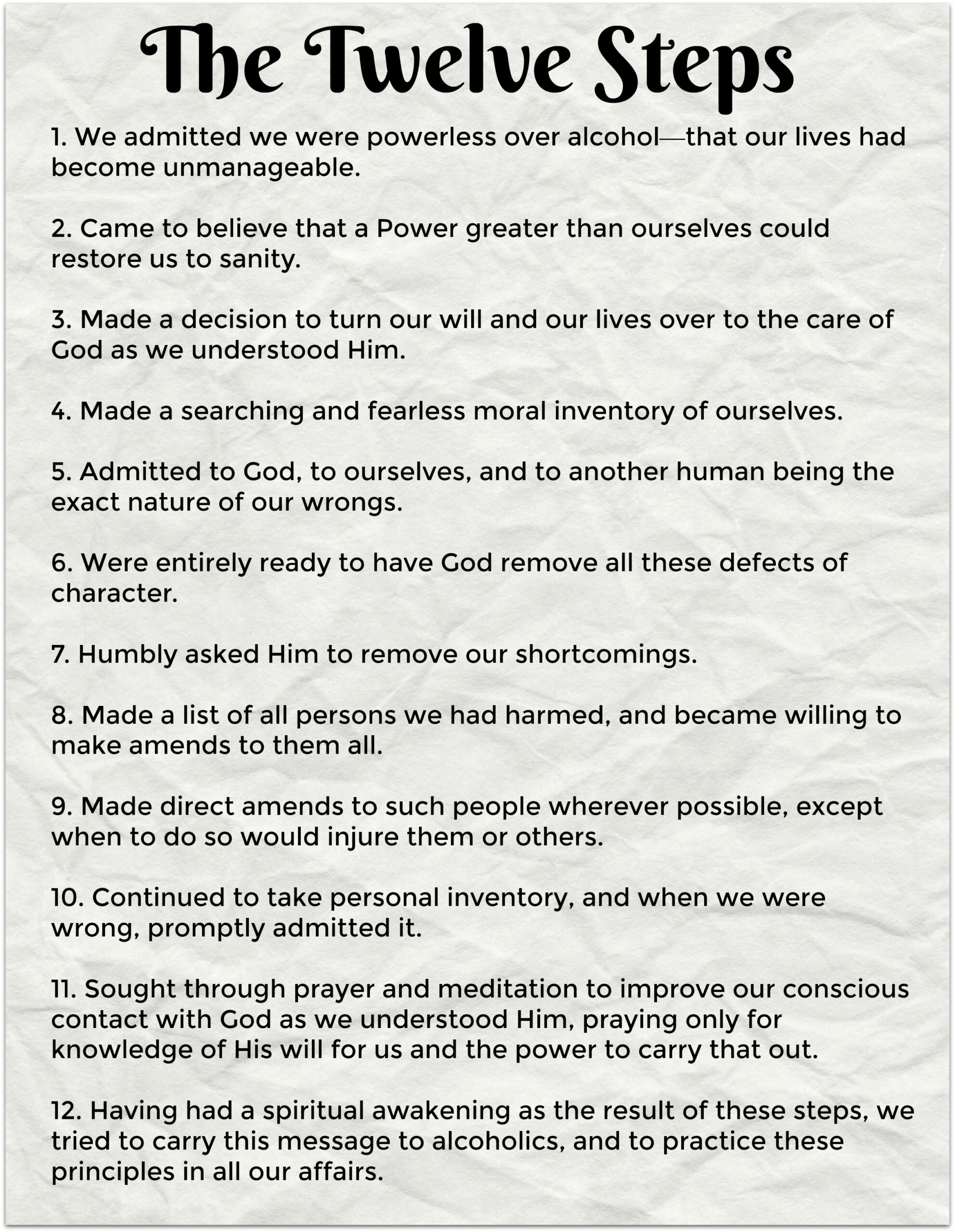 Printable 12 Steps Of Alcoholics Anonymous Free PDF Download Printable 12 Steps Of Alcoholics Anonymous Free PDF Download