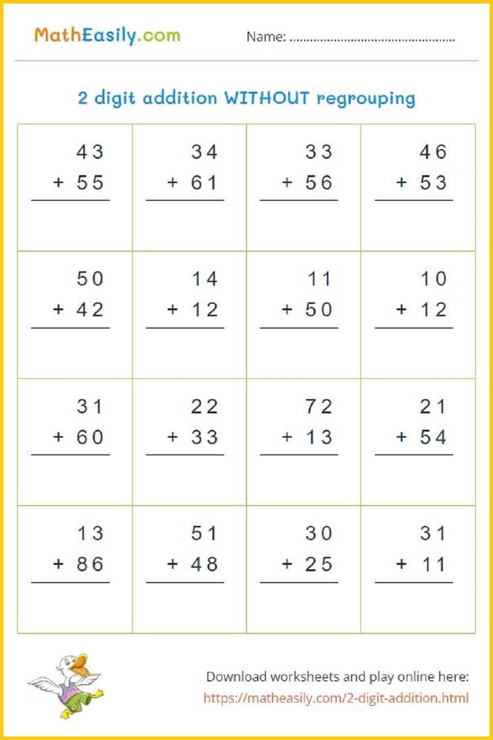 Free Printable Two Digit Math Worksheets Free Printable Two Digit Math Worksheets