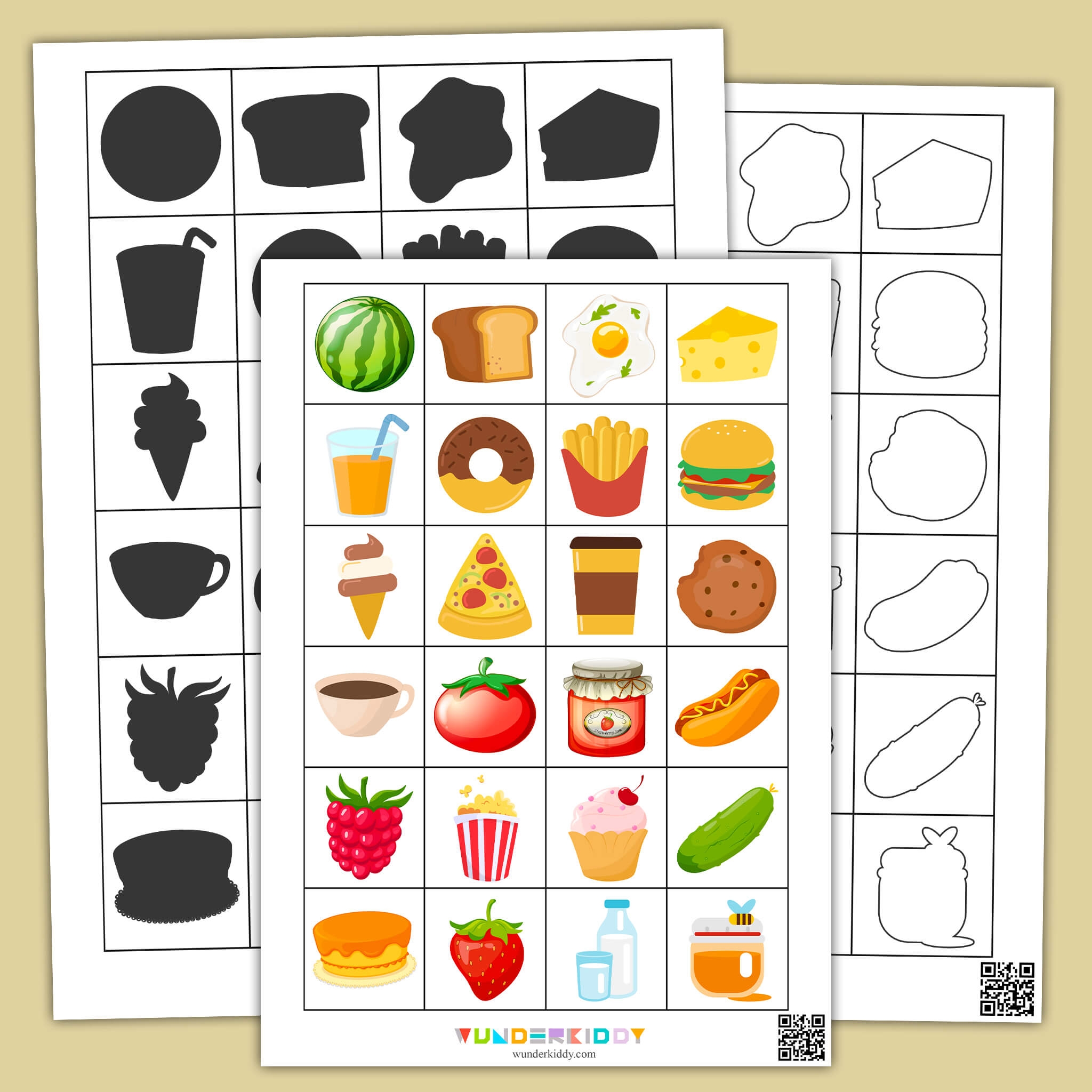 Printable Food Shadow Matching Worksheet For Early Childhood Printable Food Shadow Matching Worksheet For Early Childhood