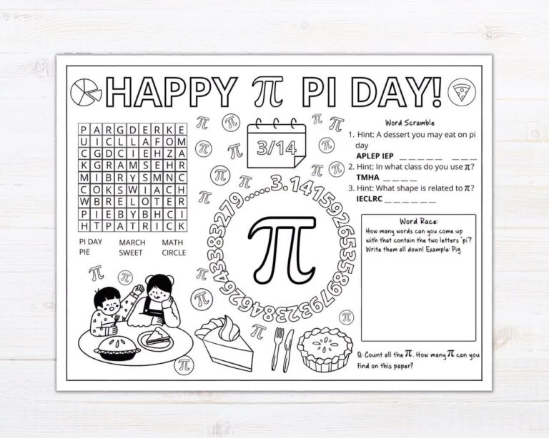 Printable Kids Pi Day Coloring Activity Sheet Kids Pi Day Worksheet Pi Day Classroom Activity Pi Day Coloring Pi Day Activity Ideas