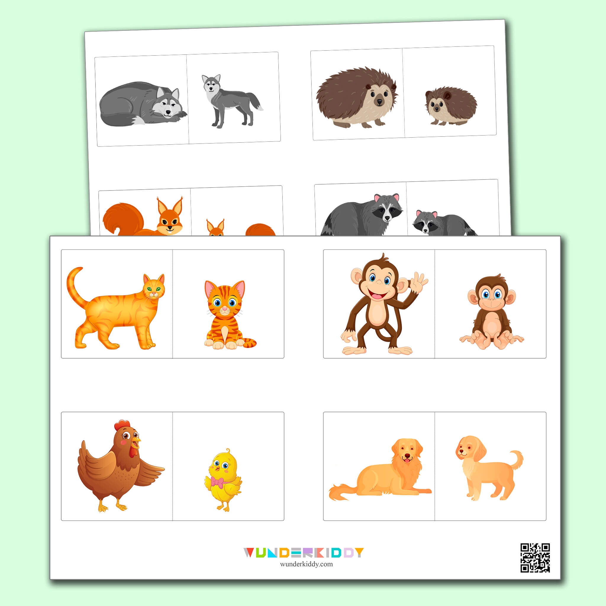 Printable Matching For Animal Learning Mom And Baby