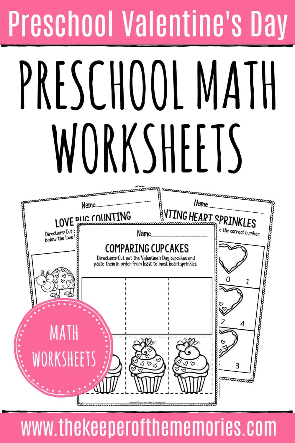 Printable Math Valentine s Day Preschool Worksheets