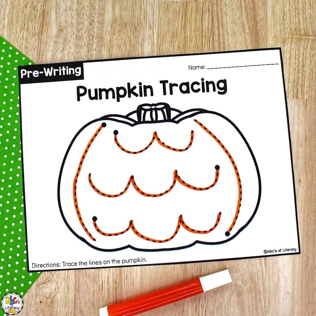 Pumpkin Tracing Worksheets Pre Writing Activity For Preschoolers