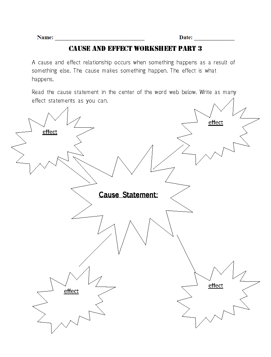 Reading Worksheets Cause And Effect Worksheets